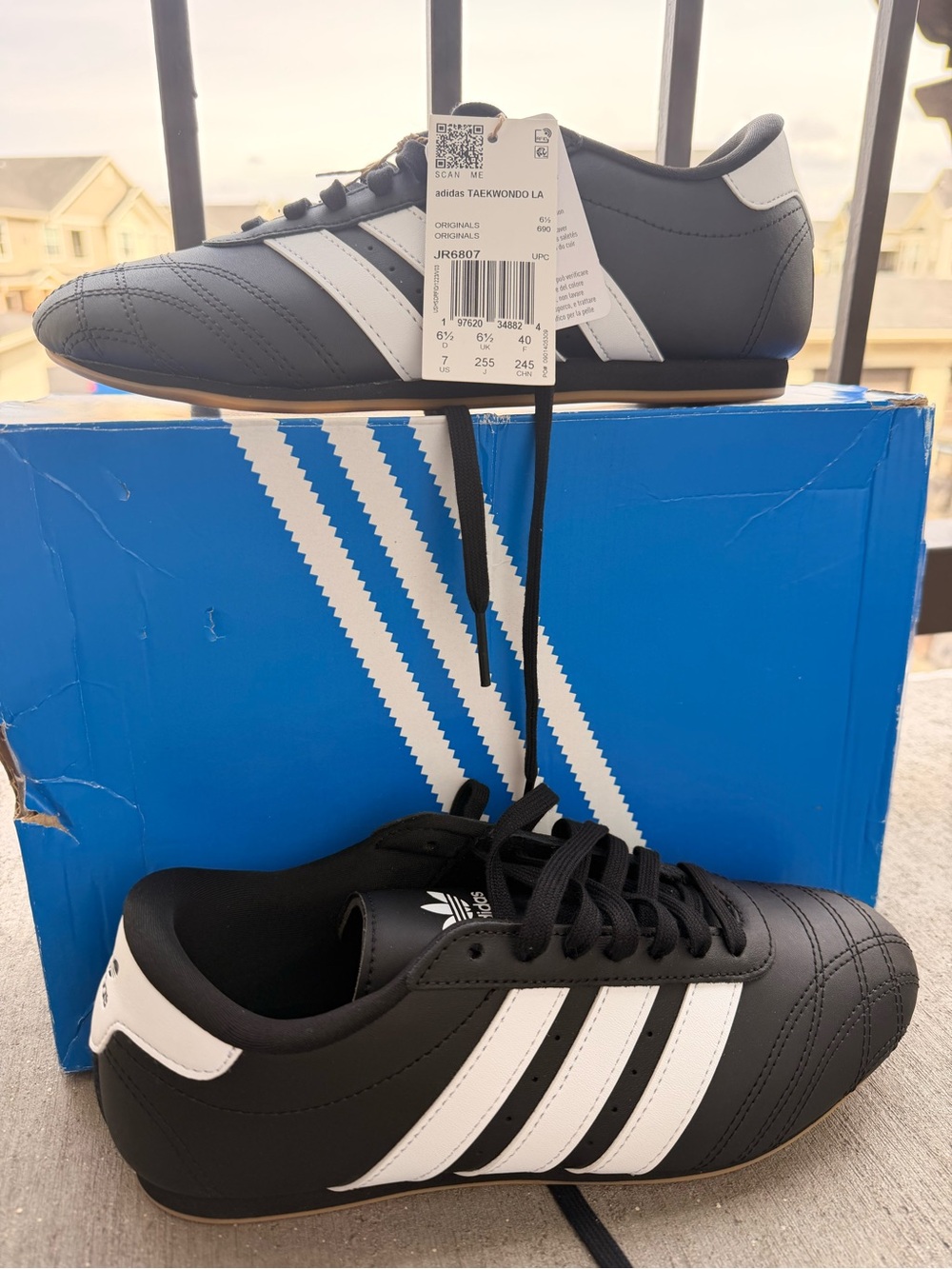 adidas Men’s Black and White Taekwondo-Style Sneakers